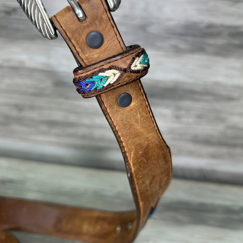 Tony Lama Belt Mens 40 Brown Leather The Duke Center Applique Western Cowboy